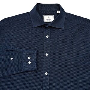 Todd Snyder Dress Shirt Mens Sz 16.5 34/35 Geometric Navy Button Up Long‎ Sleeve